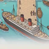 An ocean liner moored at a stone quay.